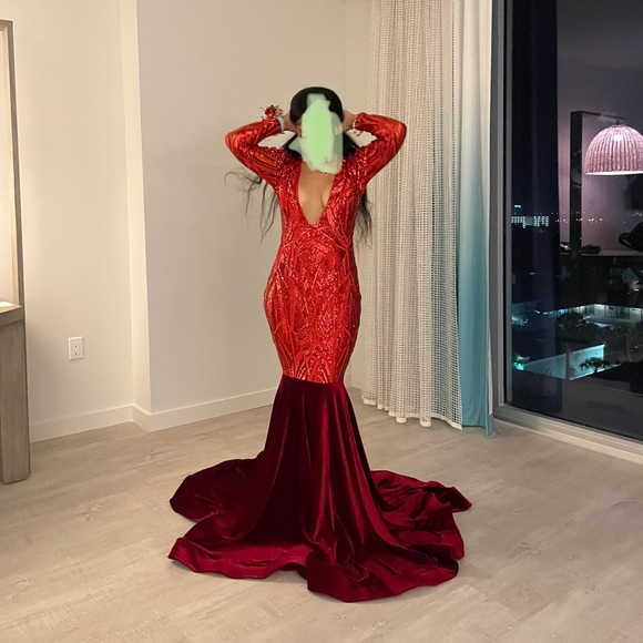 Red prom dress.